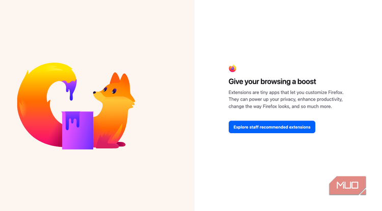 Firefox recommended extensions suggestions.