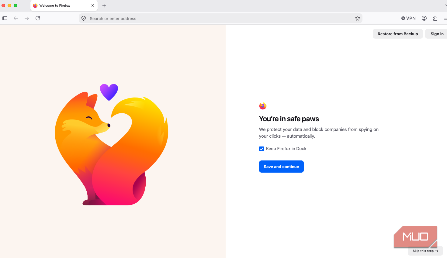 Окно приветствия Firefox при первом запуске