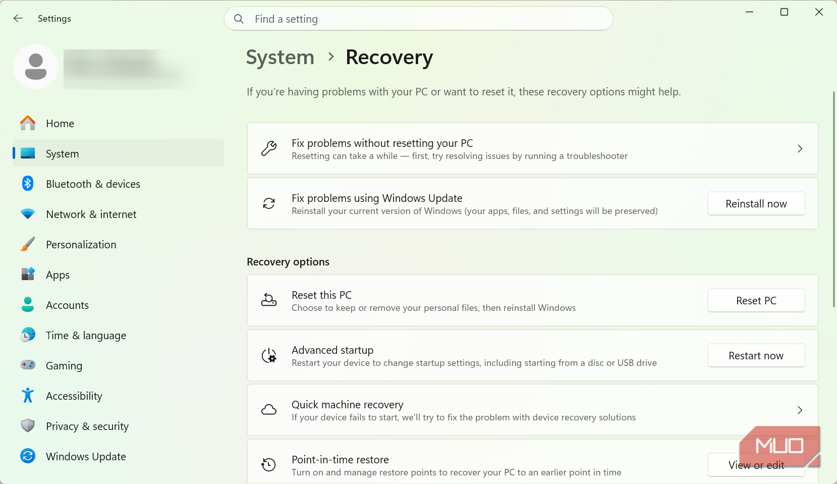 Fix update using WIndows install