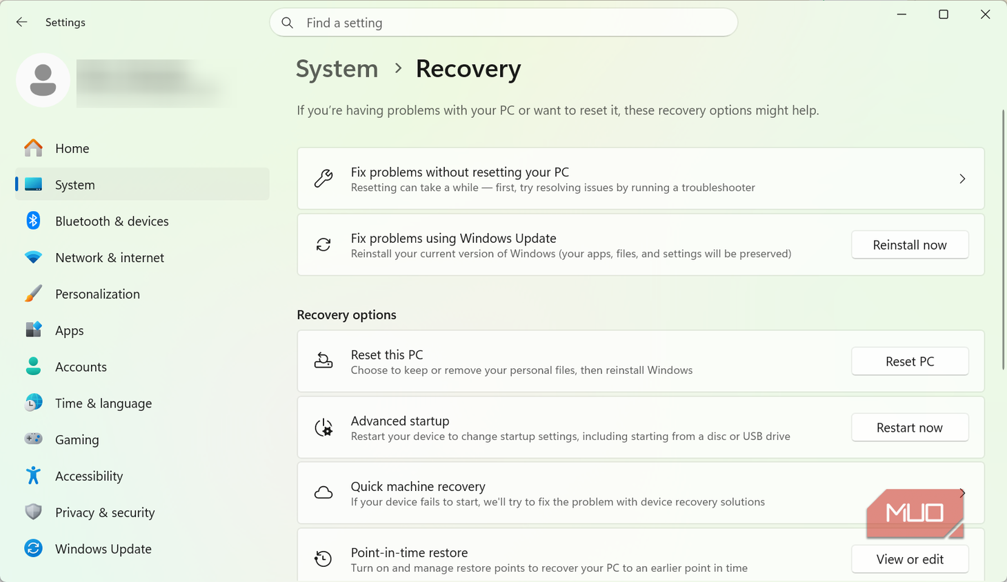 Fix update using WIndows install