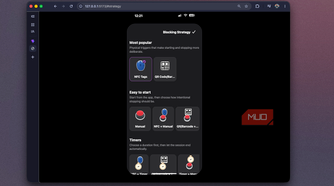 Foqos recreation showing the Blocking Strategy picker with NFC Tags selected