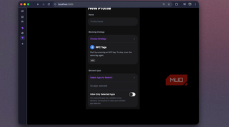Foqos recreation showing the New Profile form scrolled down past the strategy card