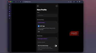 Foqos recreation showing the New Profile form with Allow Only Selected Apps off-1