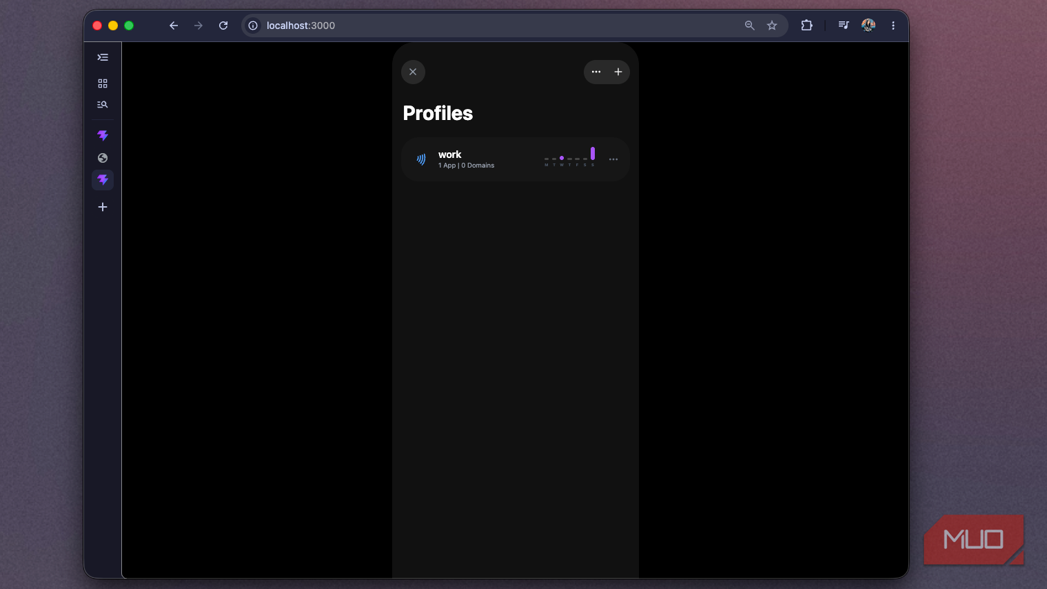 Foqos recreation showing the Profiles screen with a single work profile listed-1