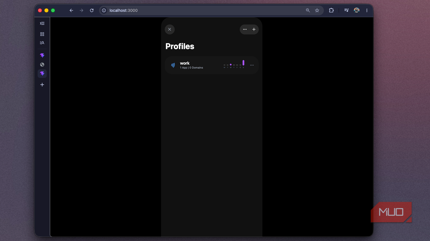 Foqos recreation showing the Profiles screen with a single work profile listed-1