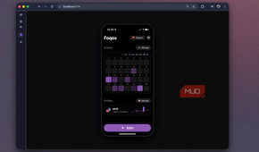 Foqos web recreation in Chrome showing the home screen heatmap and purple Start button