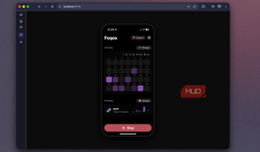 Foqos web recreation with the session running, the home screen button switched to red Stop