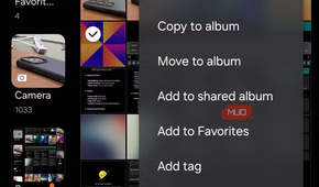 Four selected photos with options menu