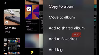 Four selected photos with options menu