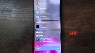 Samsung Galaxy phone showing Finder search results across Contacts, Samsung Notes, and My Files