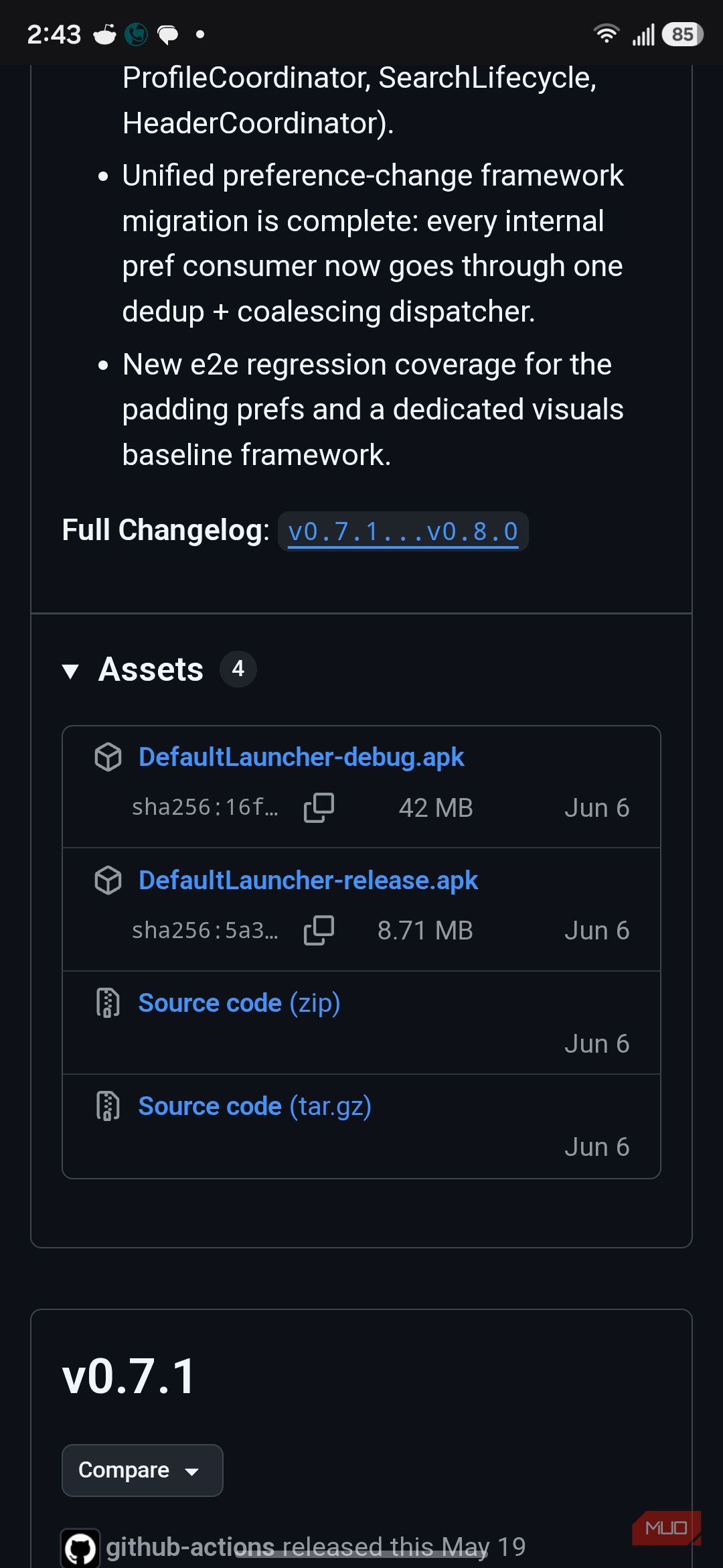 GitHub v0.8.0 release APKs