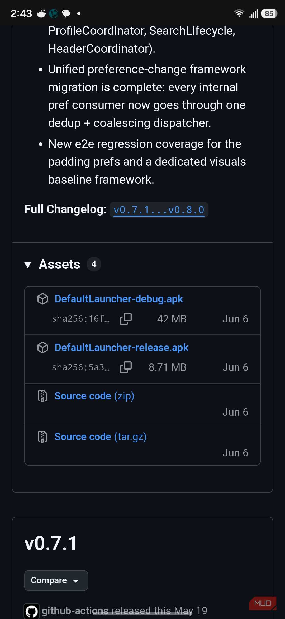 GitHub v0.8.0 release APKs
