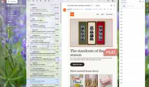 Gmail with the left navigation and Calendar side panel open, narrowing the email reading area in the center