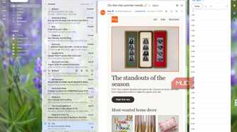 Gmail with the left navigation and Calendar side panel open, narrowing the email reading area in the center