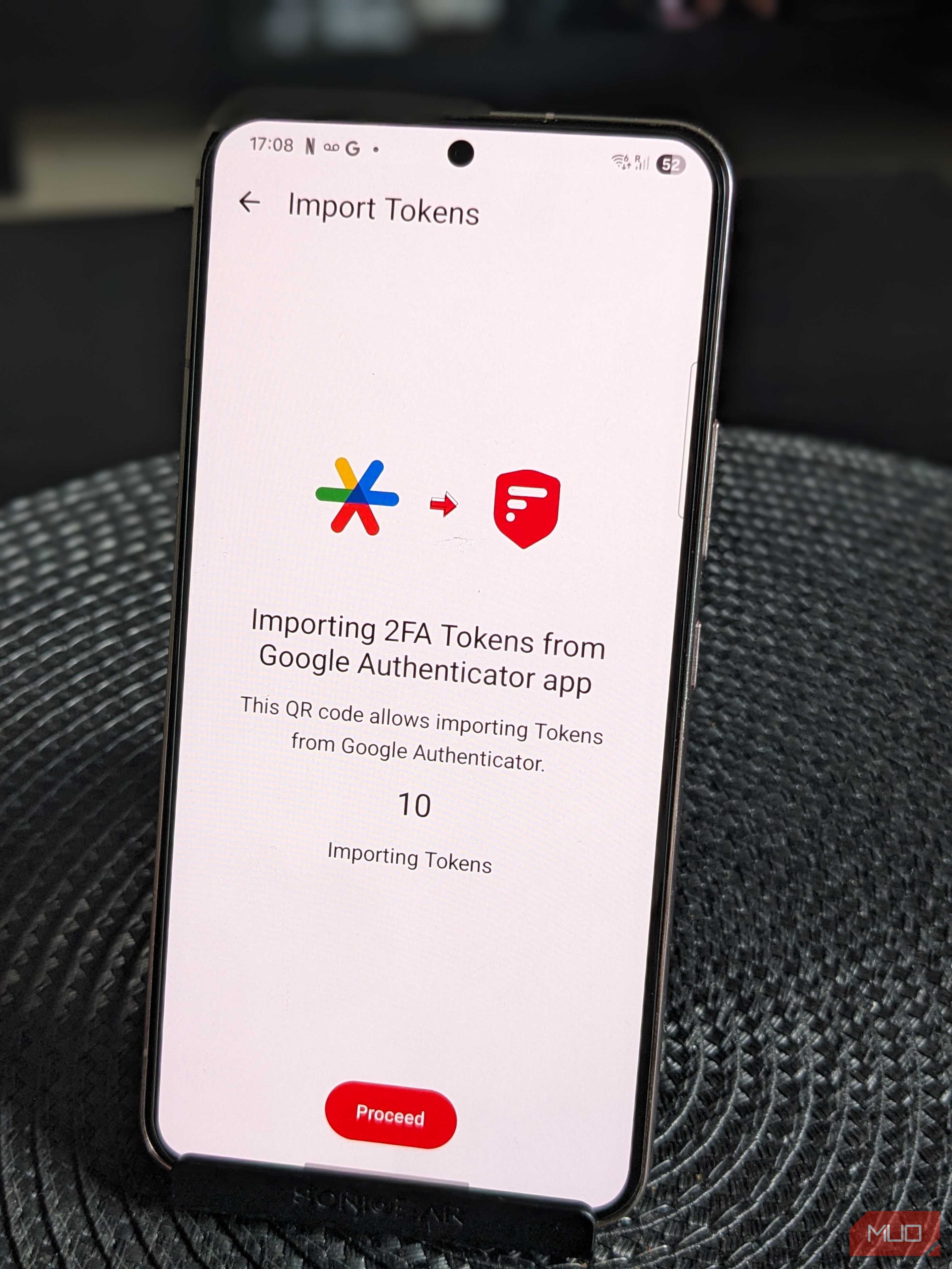 Confirmation of Google Authenticator imports.