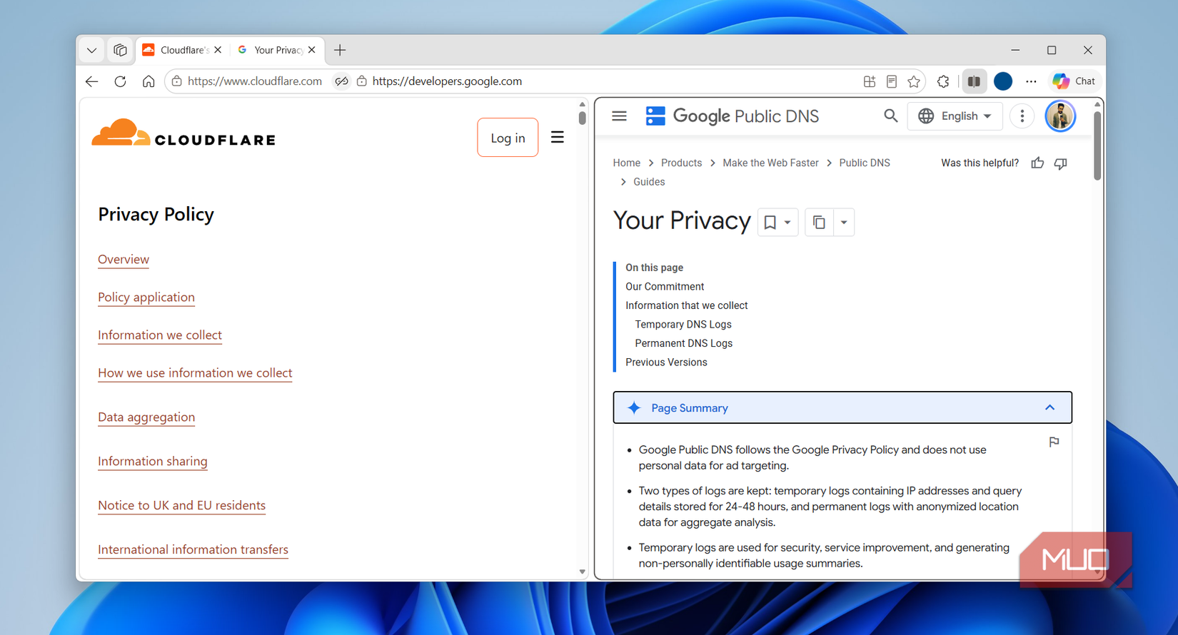 Політика конфіденційності Google DNS і Cloudflare DNS