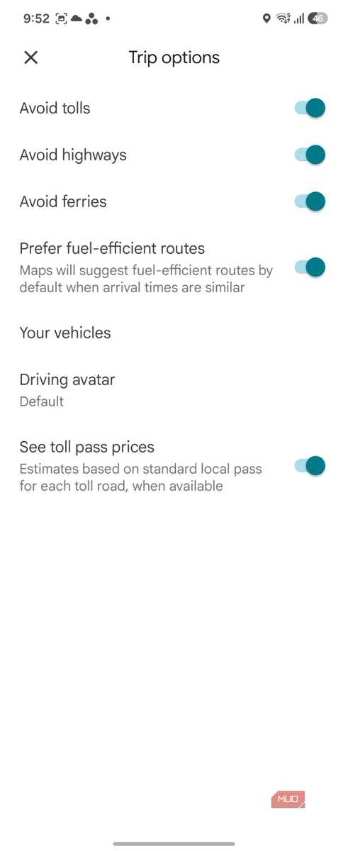 Настройки избегания дорог в Google Maps параметры избегания платных дорог и автомагистралей в навигаторе