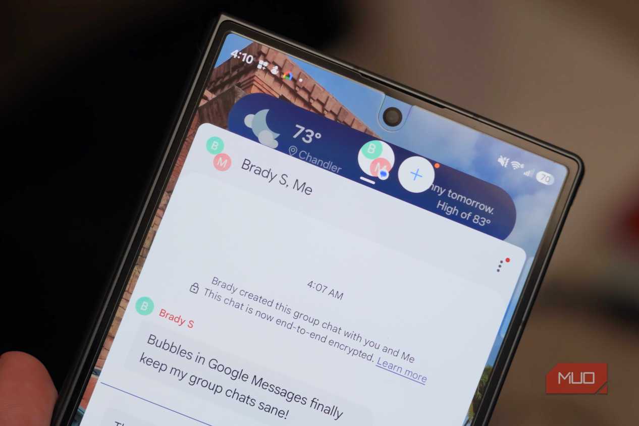 A chat bubble in Google Messages.