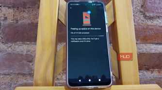 Android phone showing Google Photoso freeing up 9.73 GB of storage space