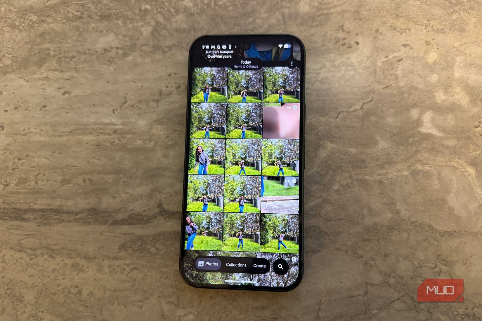 The camera roll of a Google Pixel 11 Pro showing videos and stills taken from them via Magic Capture.