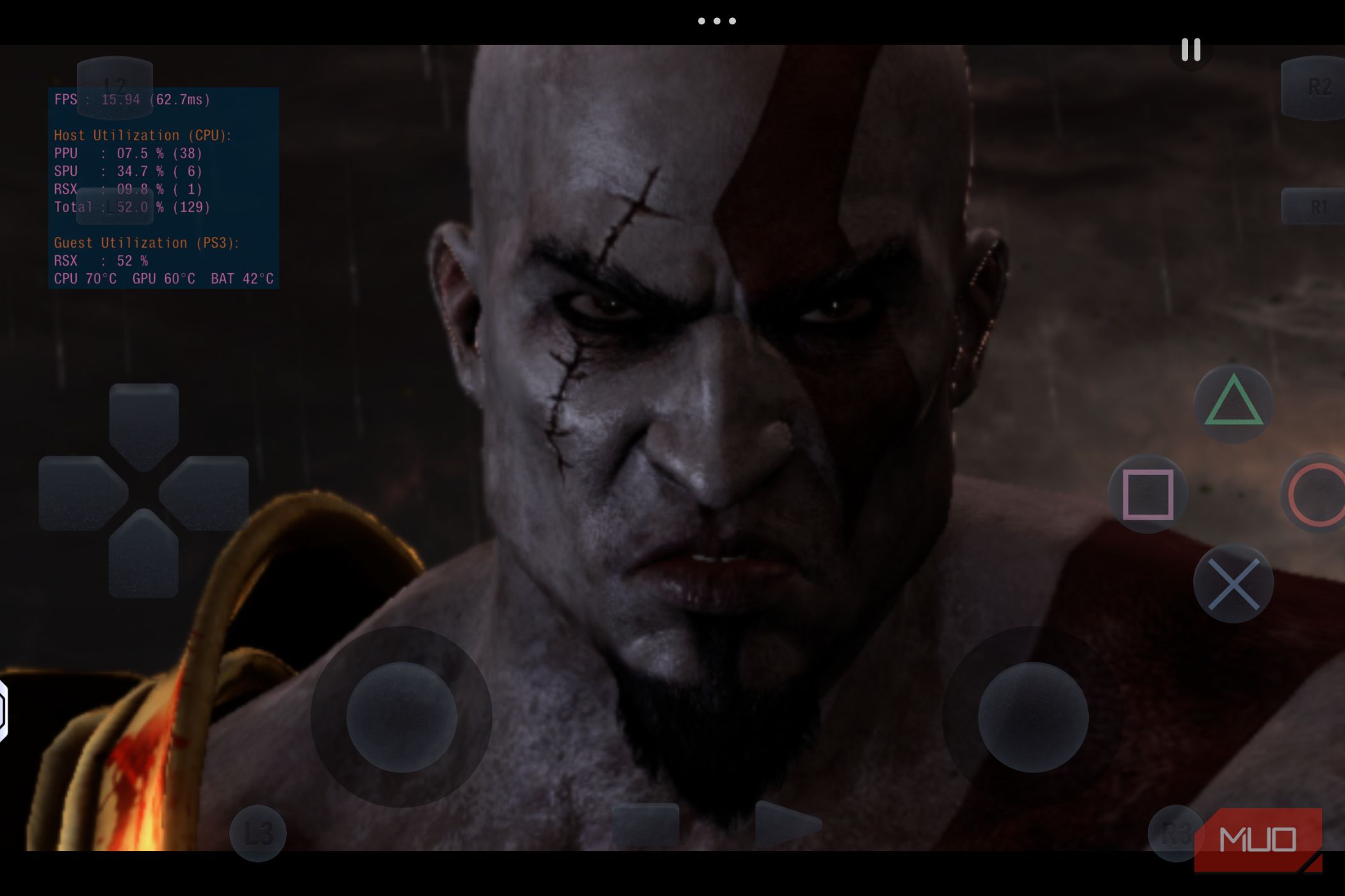 The god of war 3 intro running on ARMSX3