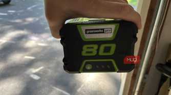 A Greenworks Pro 80V battery