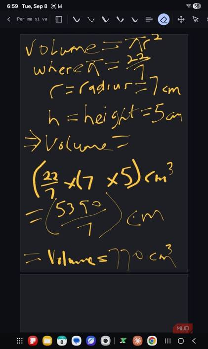 A handwritten maths equation solved on xnotes.
