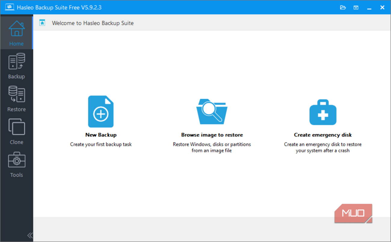 Hasleo new backup menu