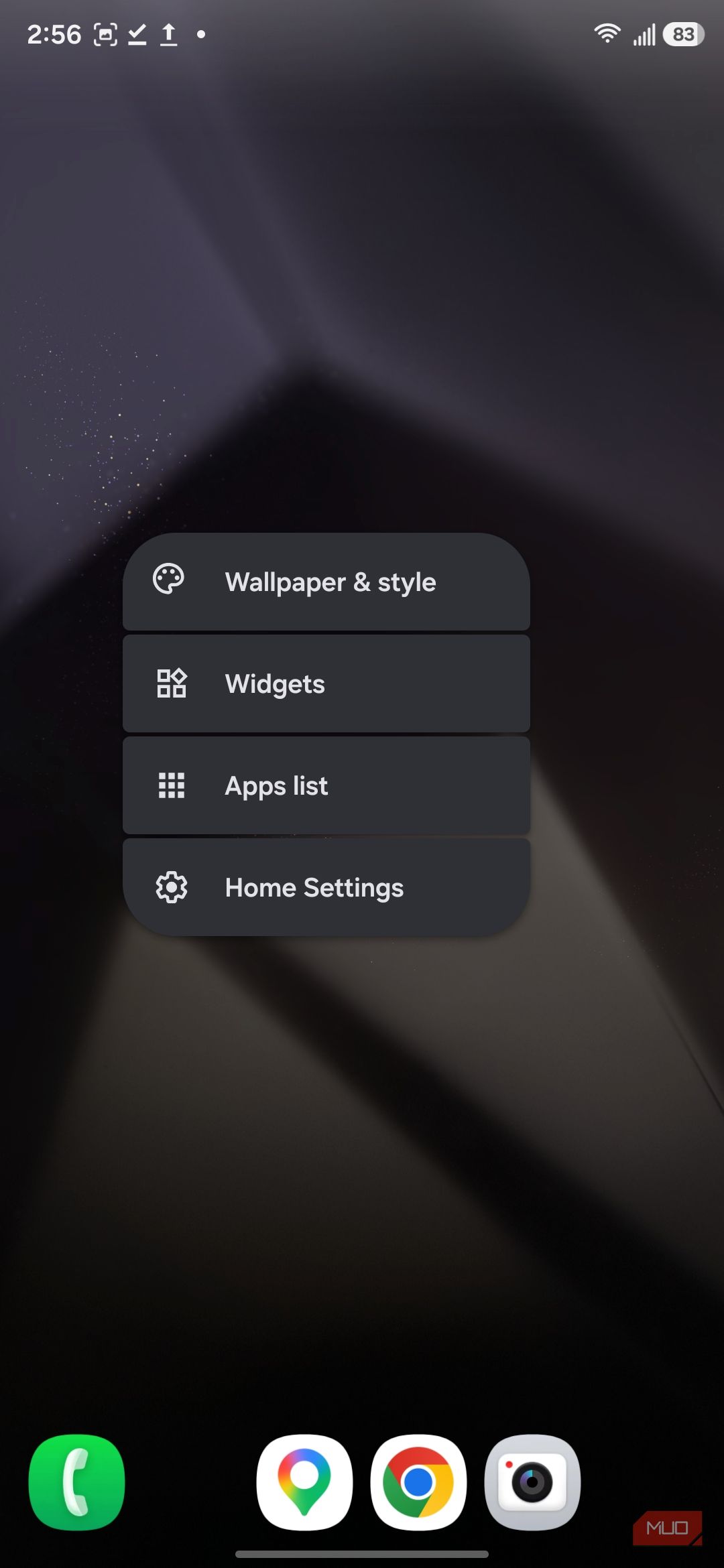 Home-screen long-press menu