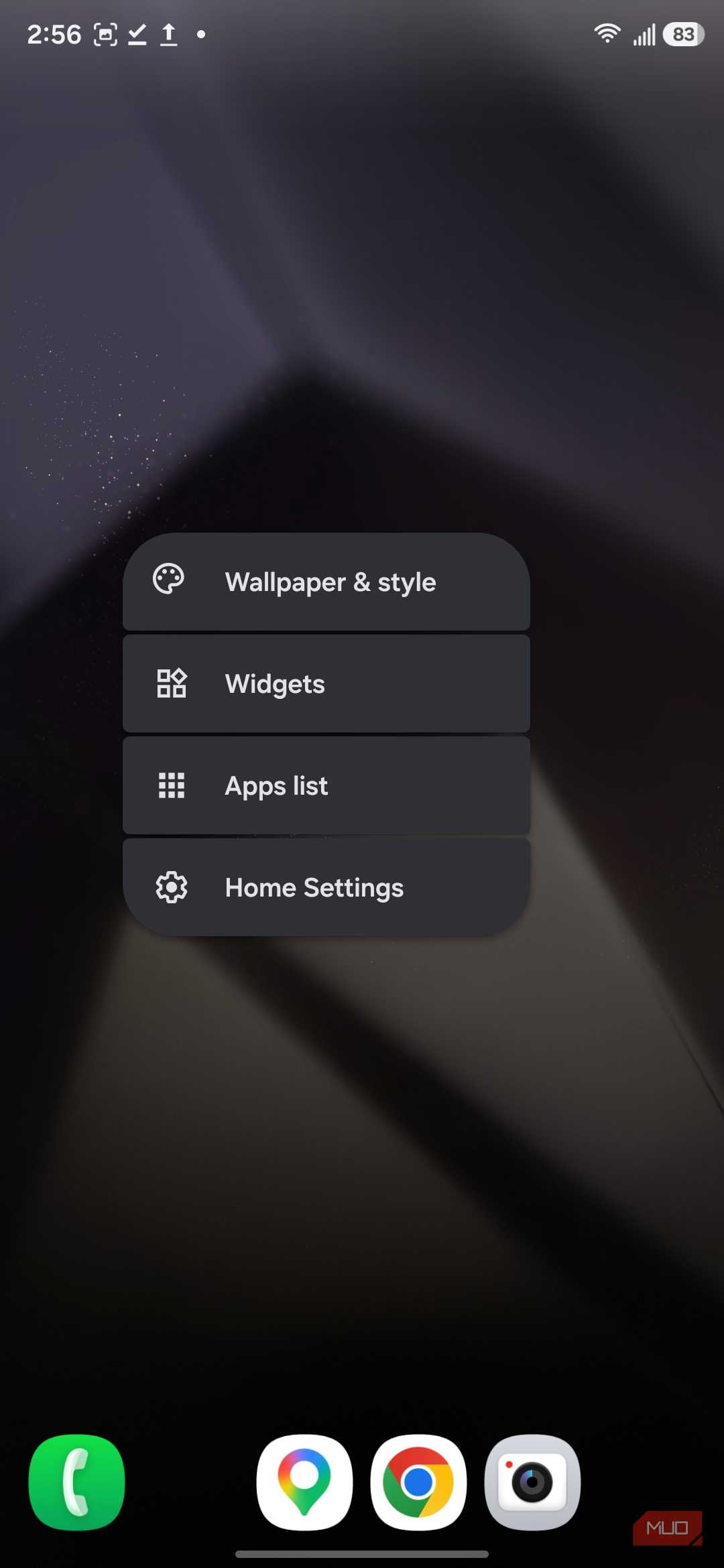 Home-screen long-press menu