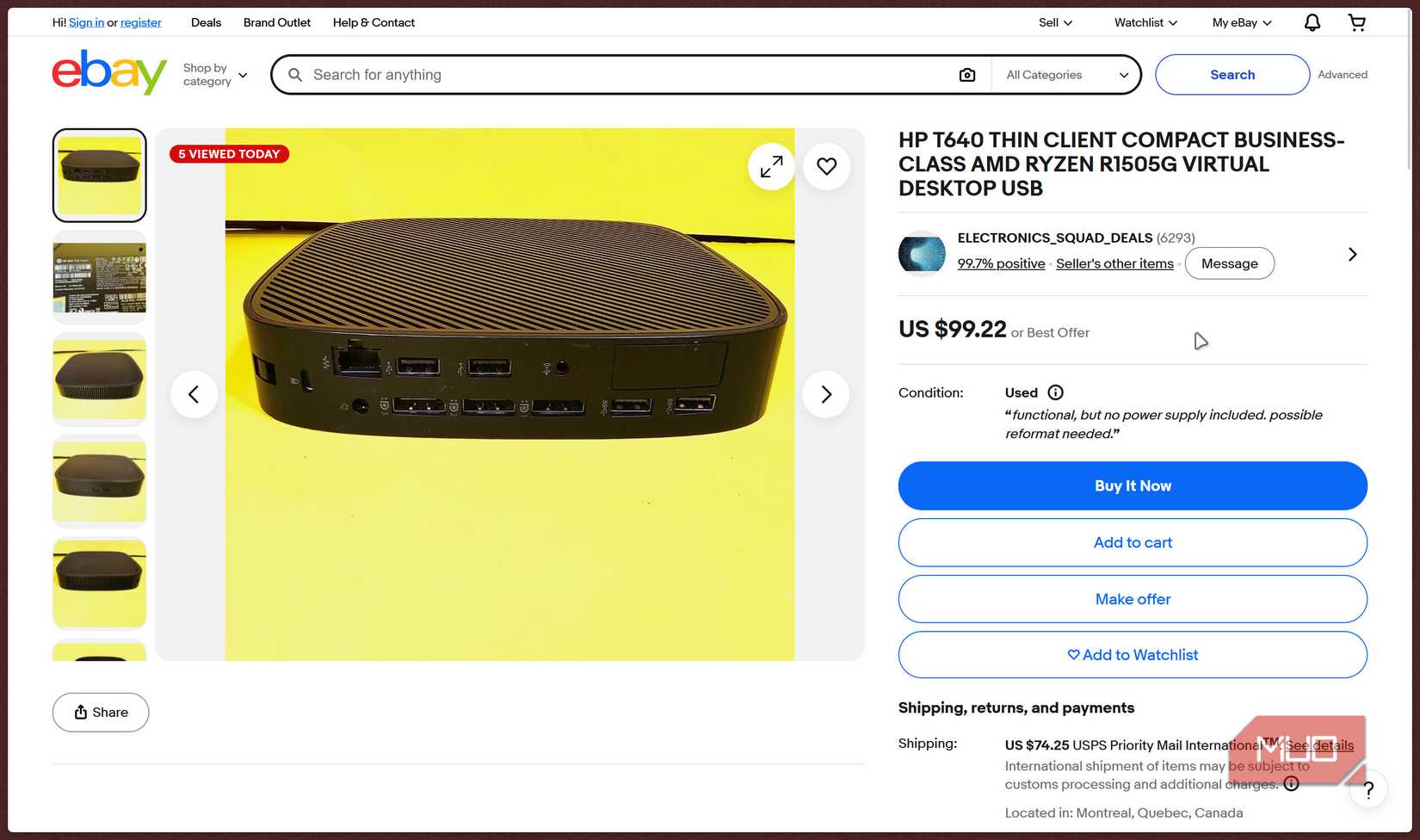 HP t640 a la venta en eBay.