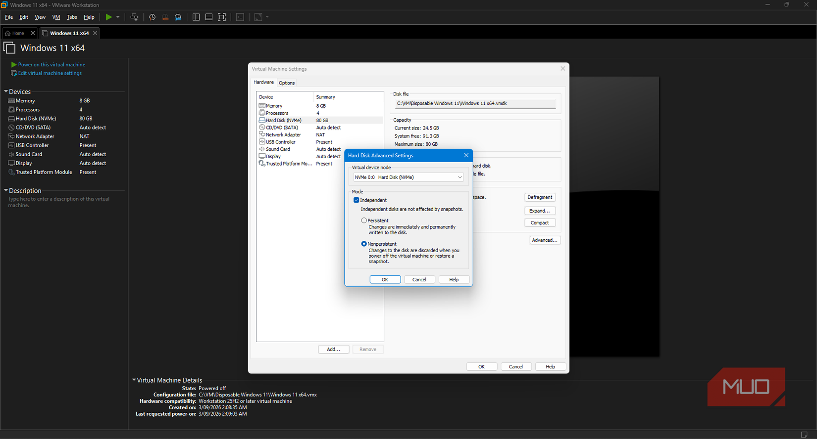 VMware Workstaion Pro имкон медиҳад, ки диски мустақил, режими доимӣ