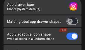 Instagram icon customization settings menu