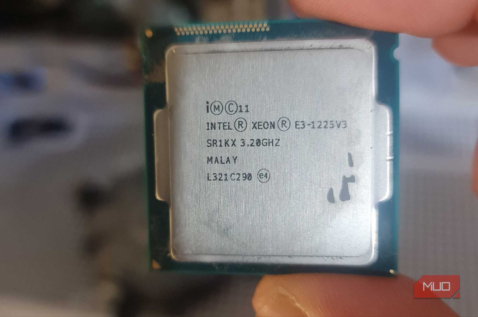 Intel Xeon processor removed from its motherboard