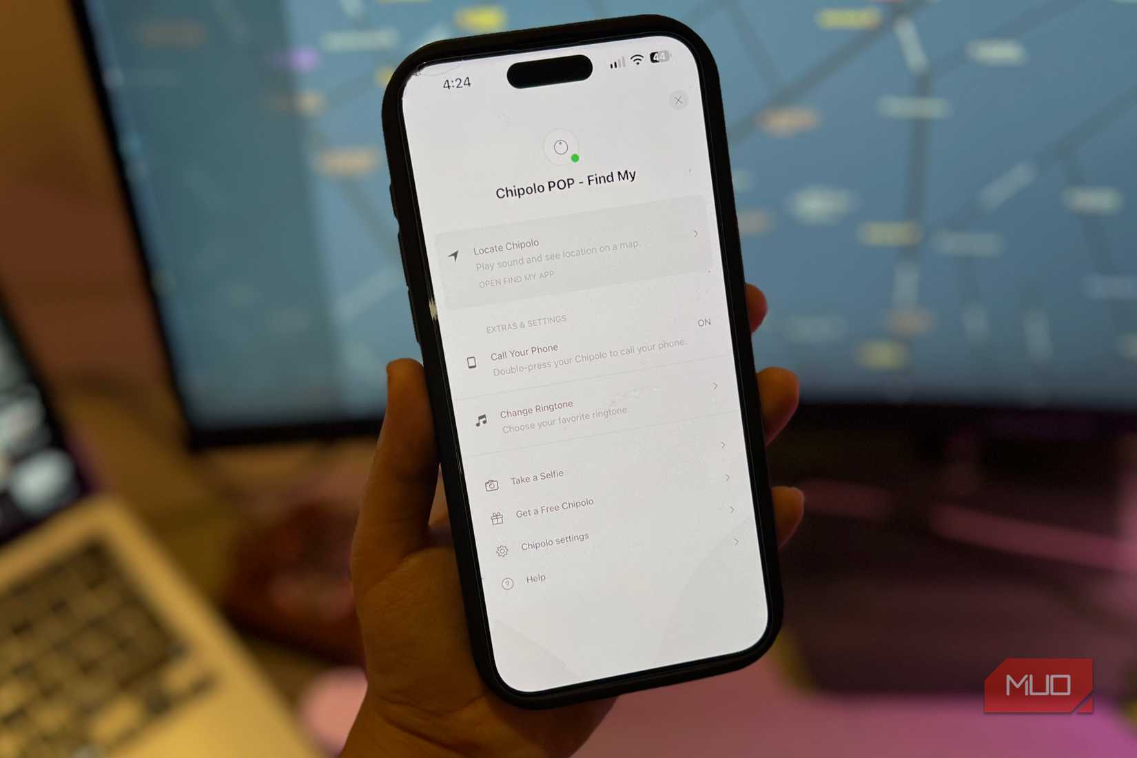 iPhone showing Chipolo POP Find My screen with Locate option