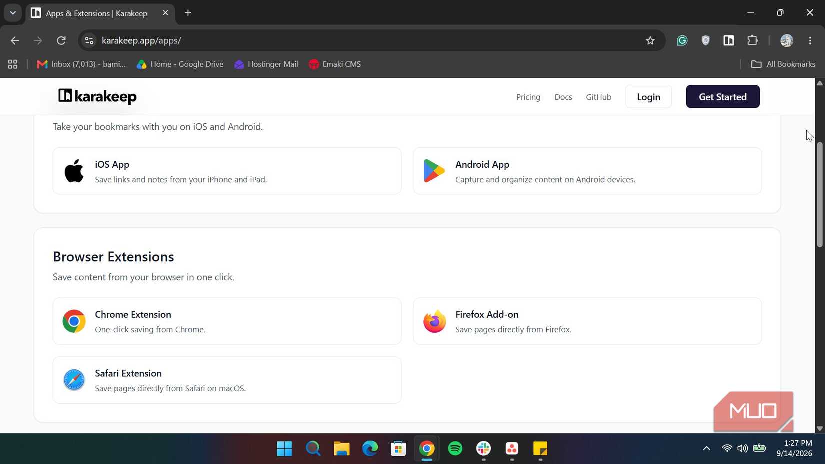 Karakeep app and extension page