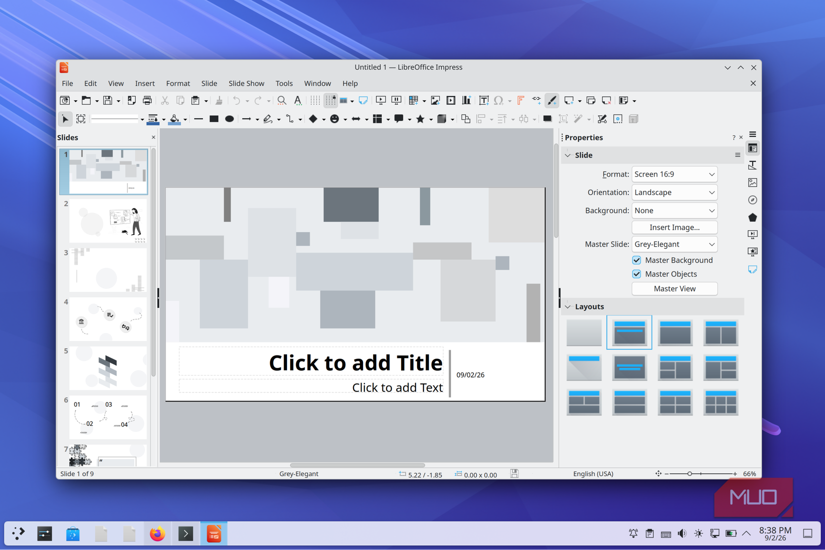 LibreOffice Impress on Ultramarine Linux