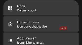 Main Default Launcher settings page