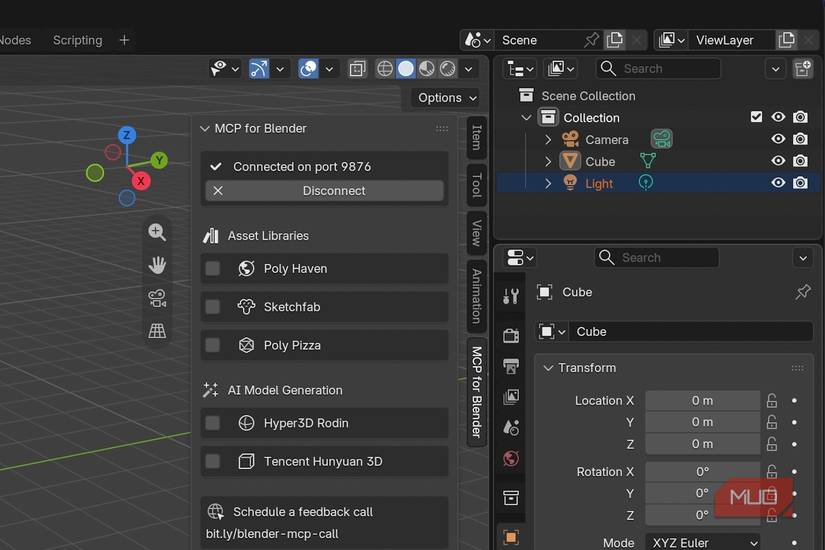 Claude Code settings on Blender.