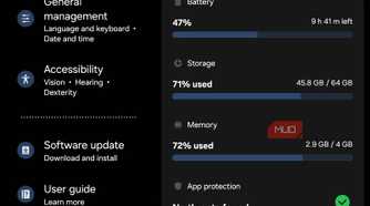 memrory and available space in device care Tab A11.