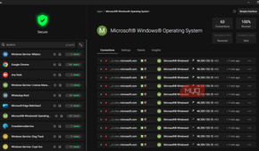 Microsoft Operarting System network connections log on Portmaster.
