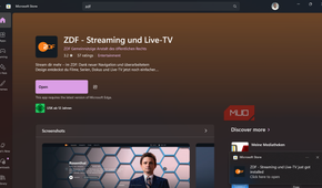 Microsoft Store showing ZDF streaming app page