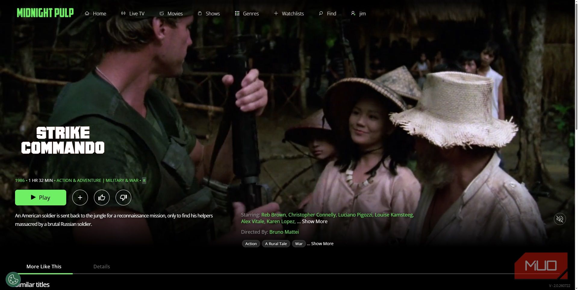 midnight pulp strike commando free film listing