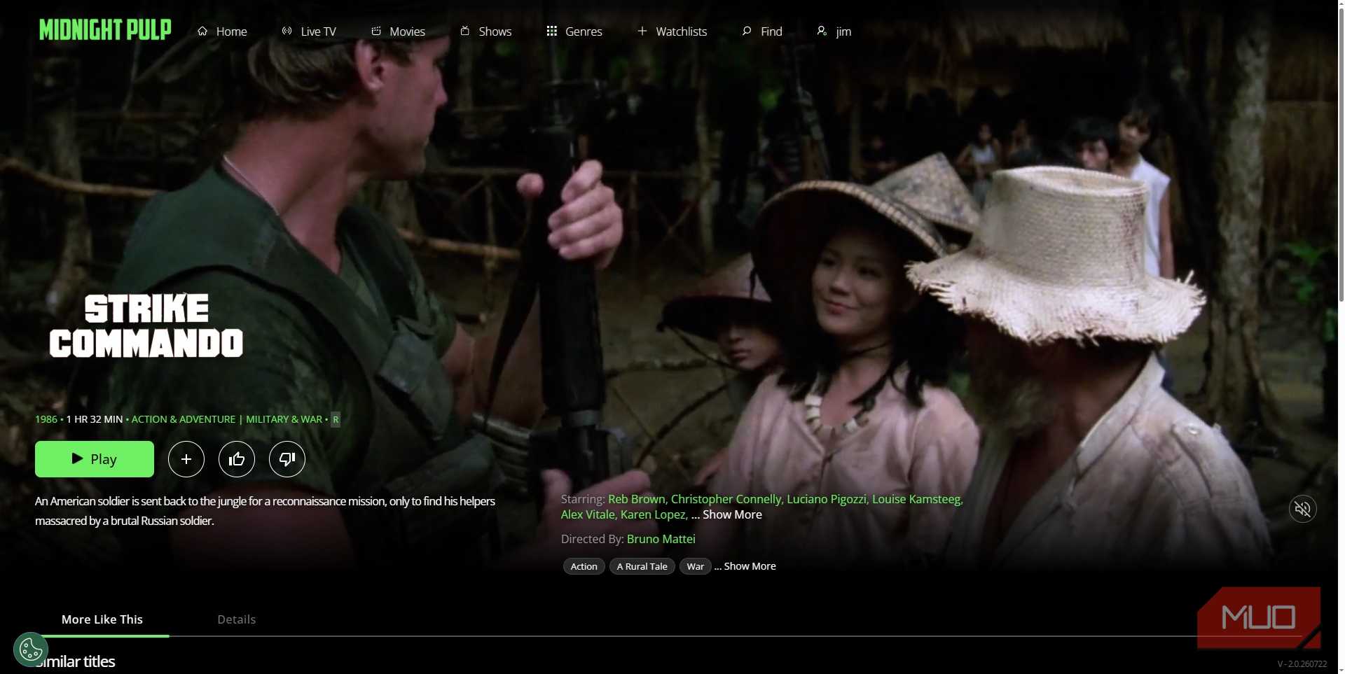 midnight pulp strike commando free film listing