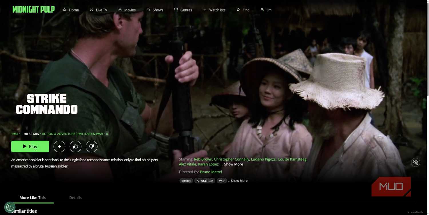 midnight pulp strike commando free film listing