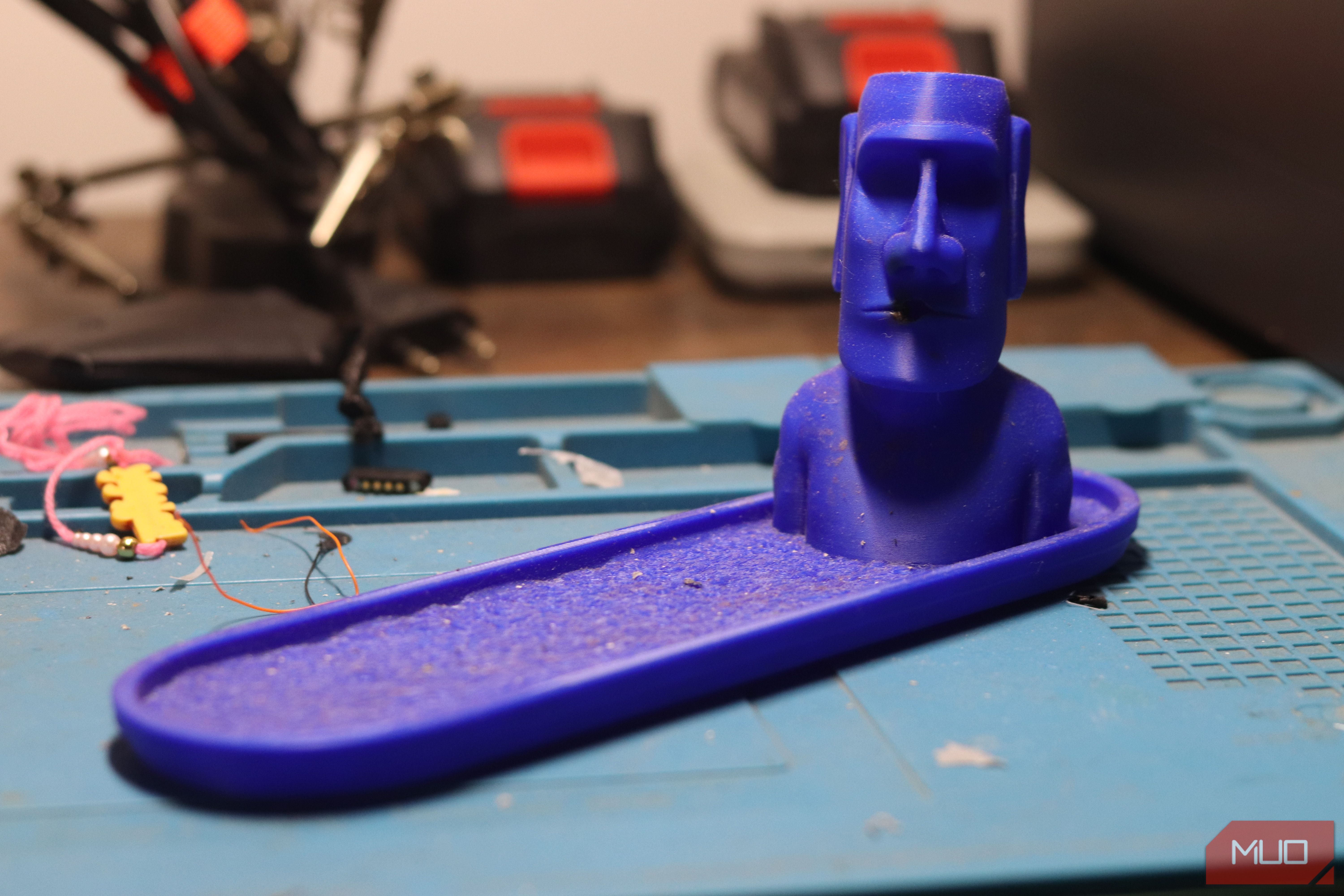 Moai 3d printed incense holder.