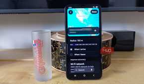 Samsung Galaxy Place setup showing a 15-meter radius with arrival and leaving options
