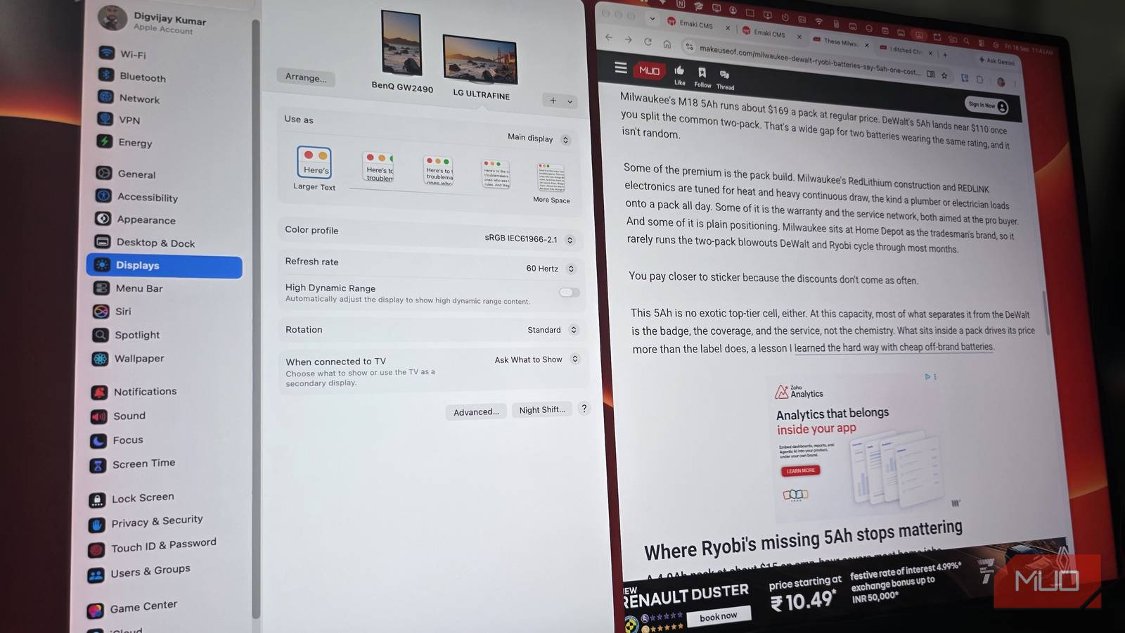 Три настройки монитора, которые улучшат качество изображения Параметры монитора в macOS и веб-браузер