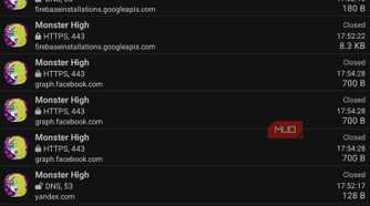 Monster High connection list PCAPdroid