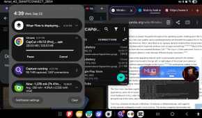 Using multitasking features on Tab A11: split screen, Picture-in-picture, and pop-up screen together while downloaidng on Chrome. split pip tab a11
